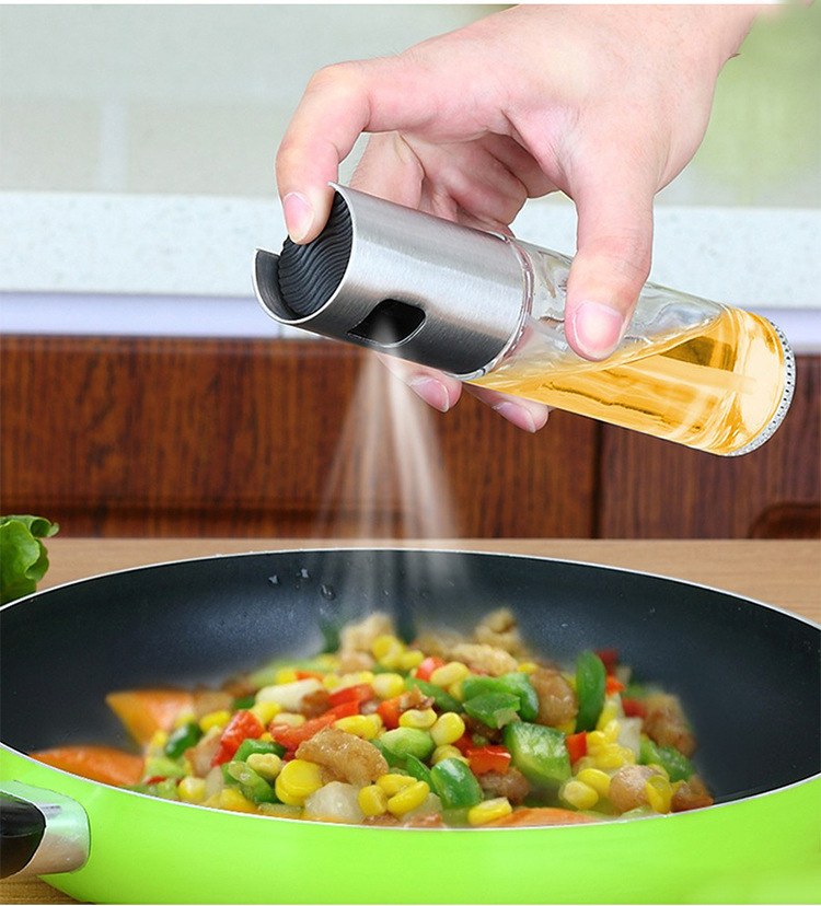 BBQ Healthy Kitchen Cooking Oil Vinegar Spray Bottle Push Type Oil Spray BottlePump Oil Tank Leakproof BBQ Sprayer BBQ Tools Kitchen Gadgets - Image 2